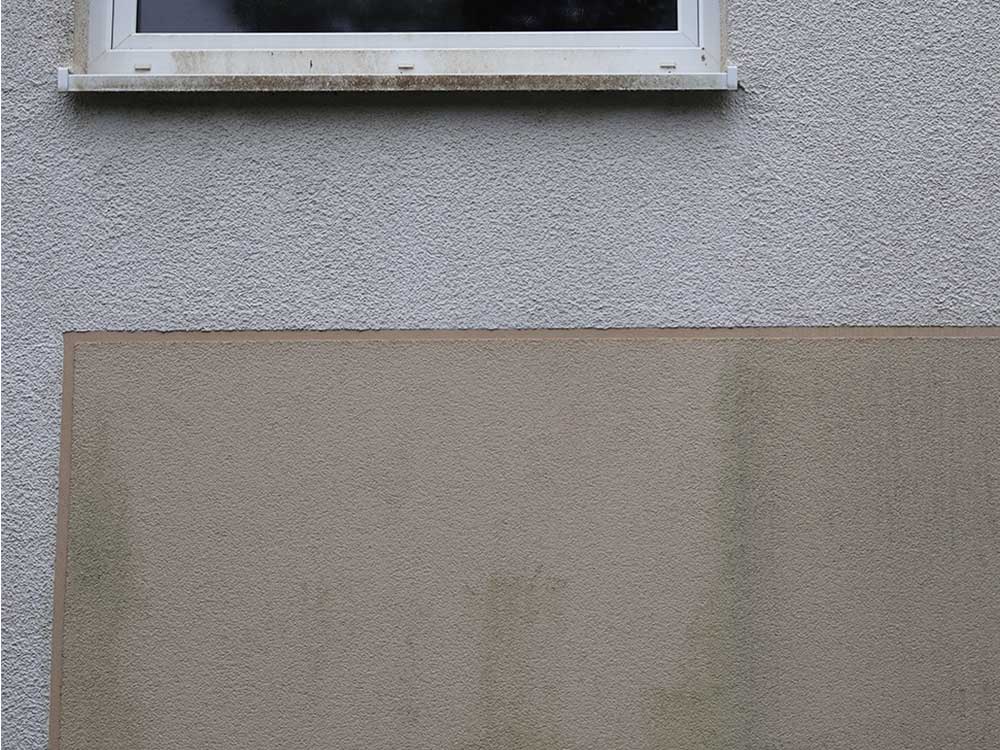 Fassade am Einfamilienhaus vor der Reinigung