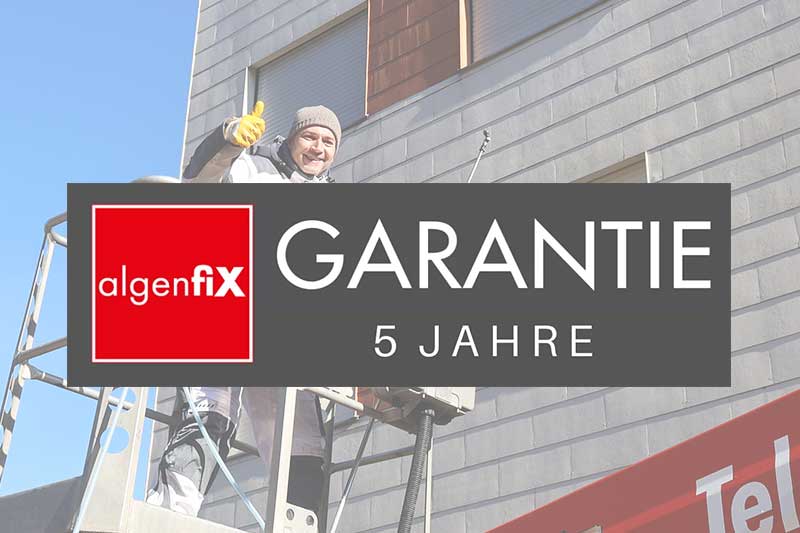 Fassadenschutz-Garantie bis zu 5 Jahre auf gereinigte Fassaden von Firma algenfiX
