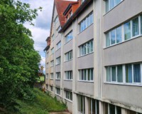Von Mikrooganismen verschmutzte Fassade vor Reinigung